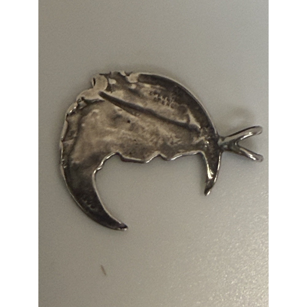 Vintage Sterling Silver Pendant with Girl's Face Hat Crescent Moon Silhouette - Picture 9 of 12